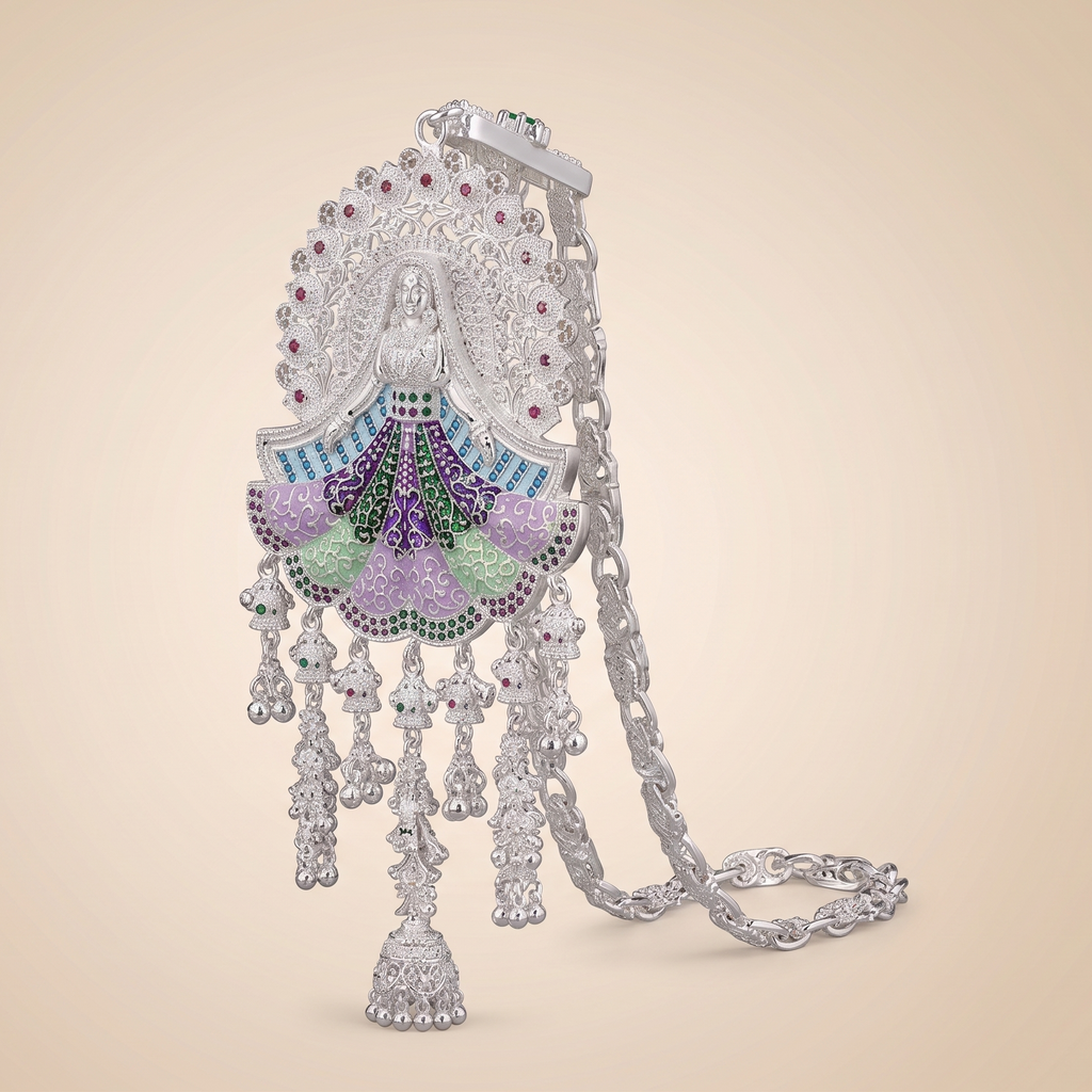 Royal Bride Meenakari Kandora with Tiered Bell Tassels by Radhe Payal