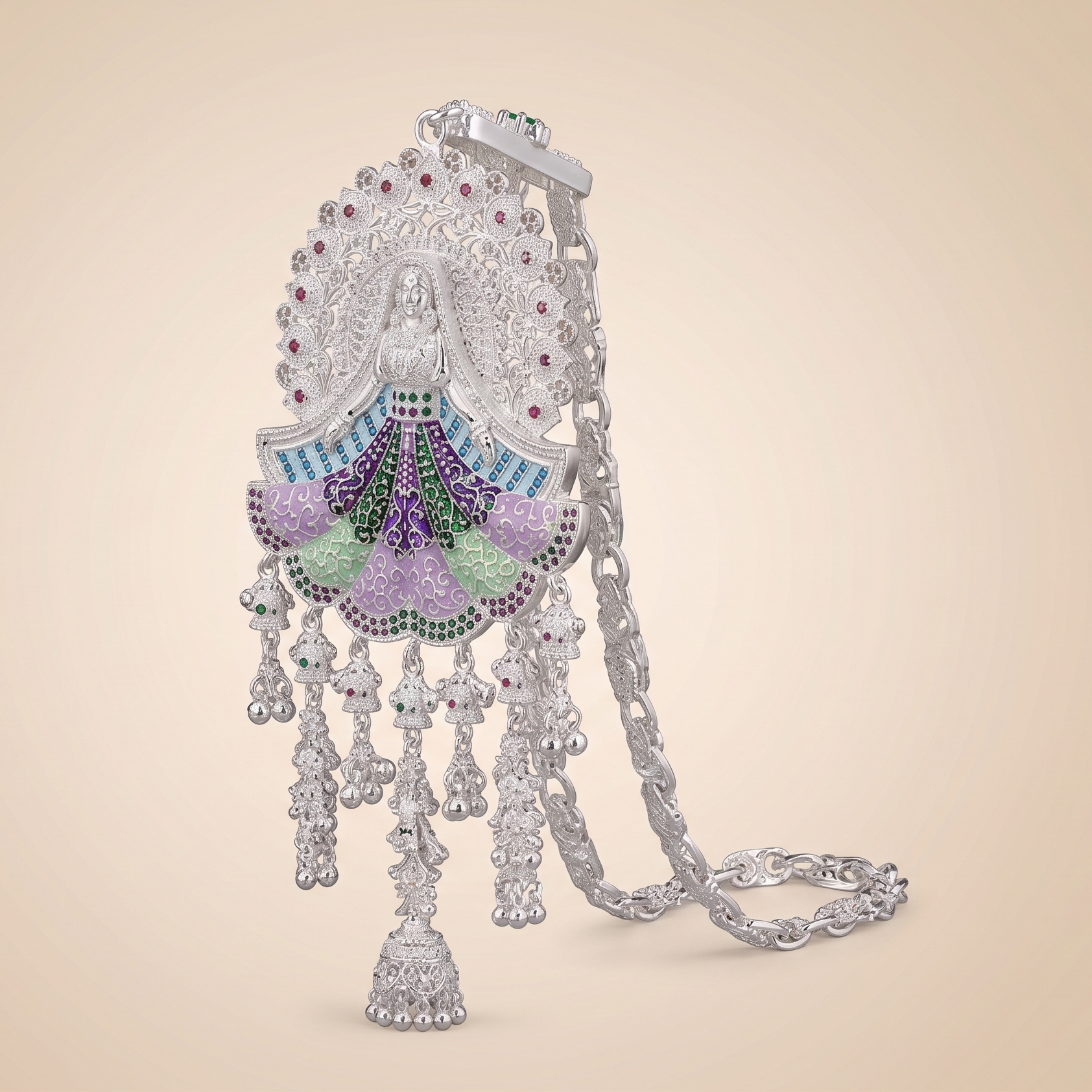 Royal Bride Meenakari Kandora with Tiered Bell Tassels by Radhe Payal
