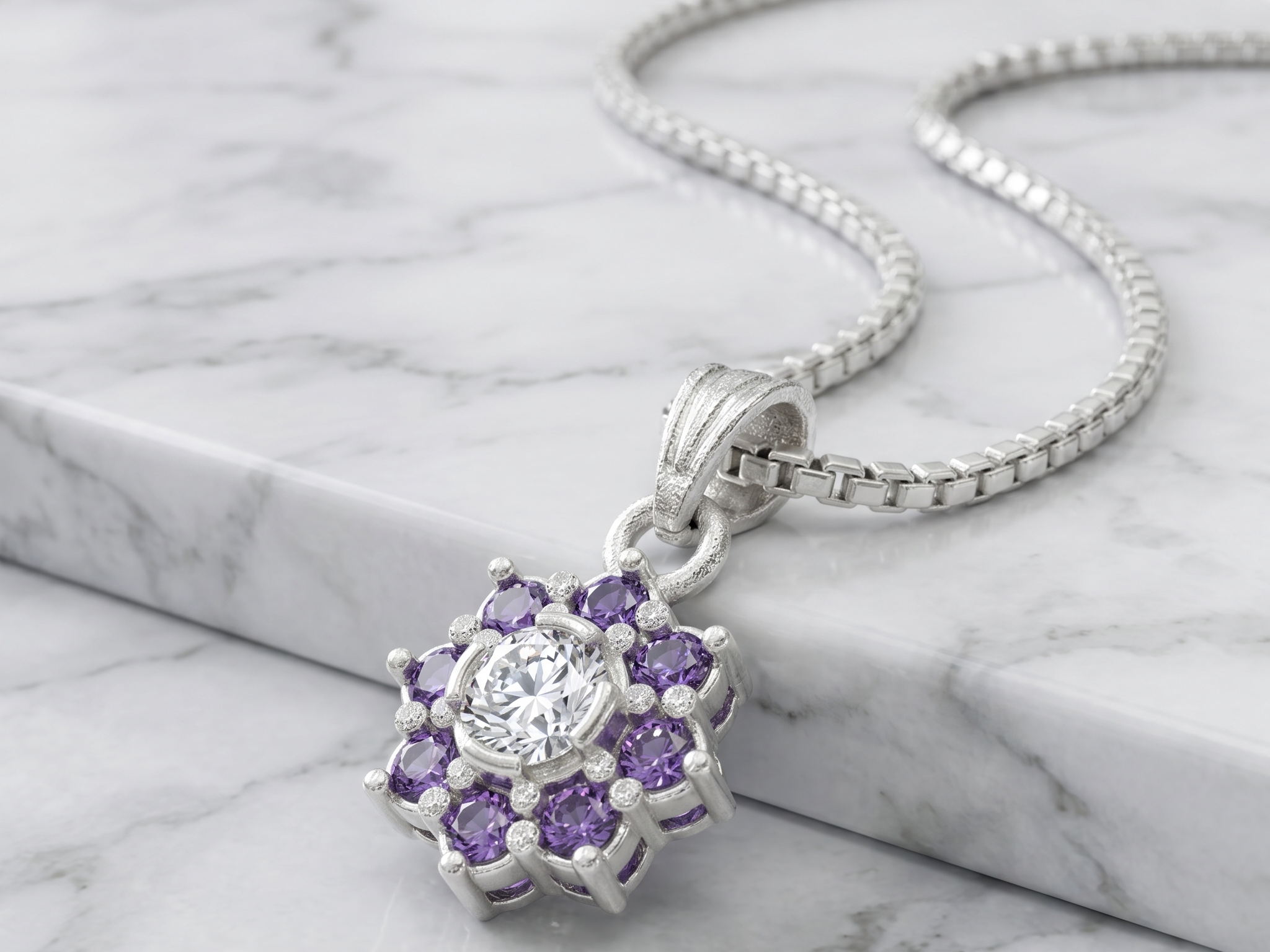 Premium German Silver Floral Pendant Necklace