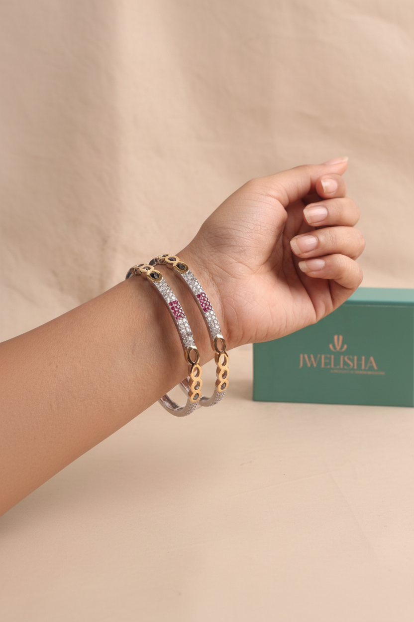 Luxury Silver-Plated German Silver Bangles | Jwelisha
