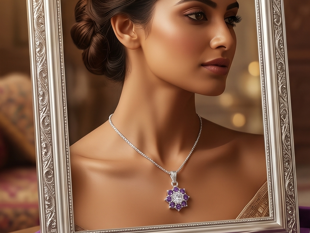 Premium German Silver Floral Pendant Necklace