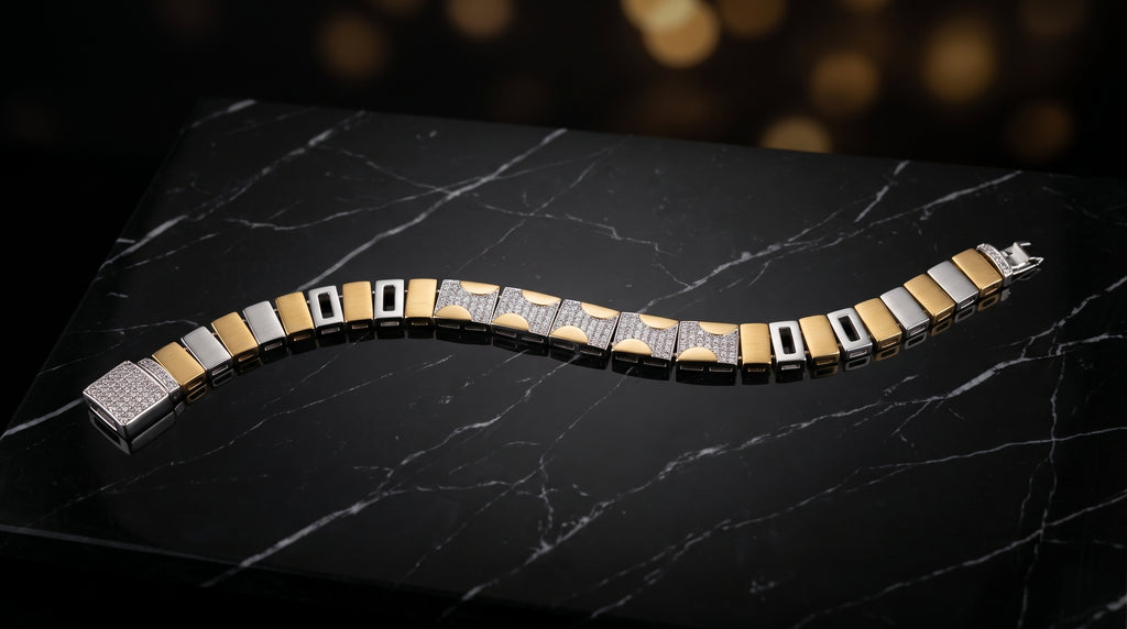The Signature Two-Tone Link Bracelet — Handcrafted Men's Statement Piece