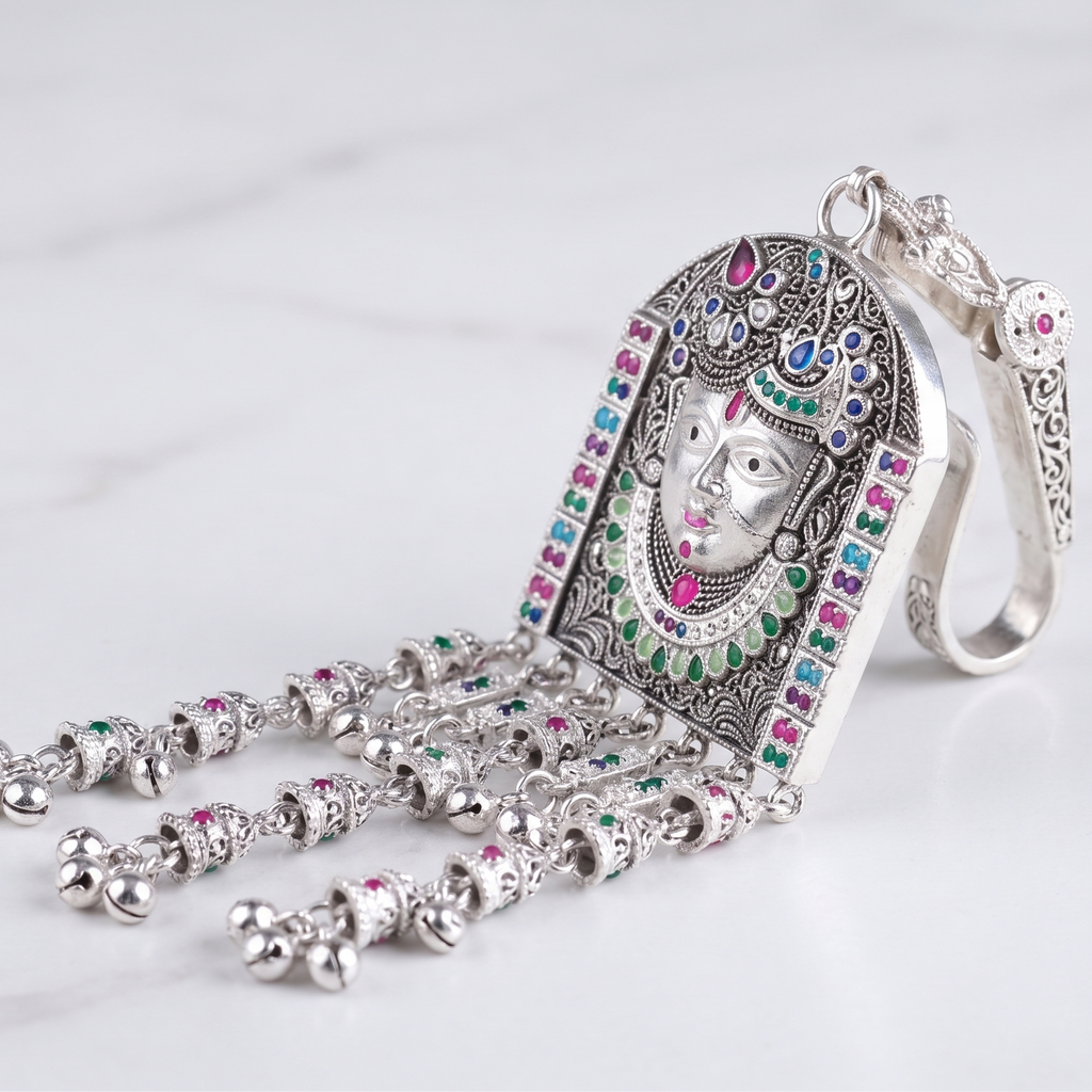 Divine Goddess Face Heritage Kandora with Bell Tassels by Radhe Payal