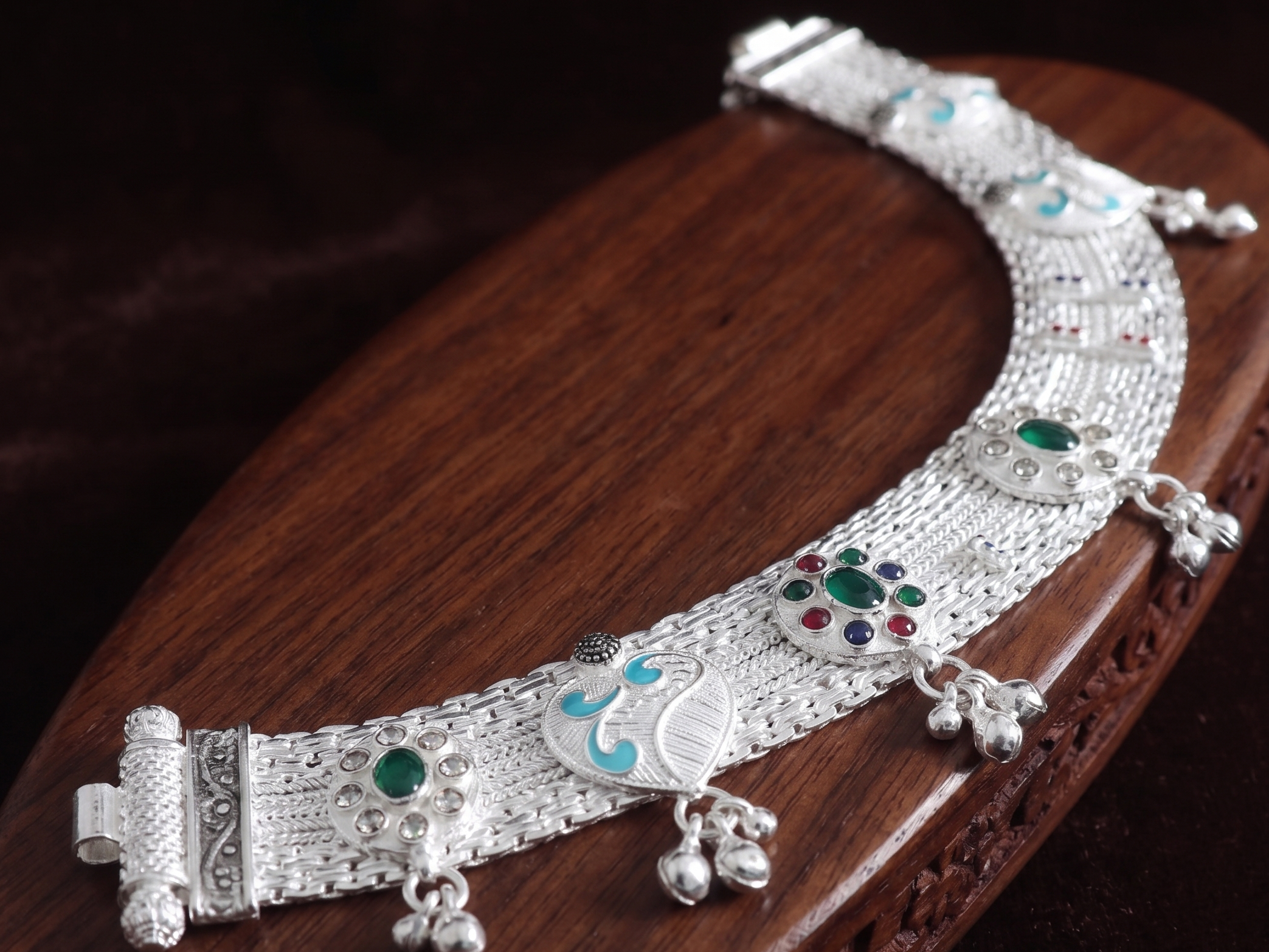 Vintage Boho Meenakari Anklets – Premium Silver-Plated Imitation Payal Set