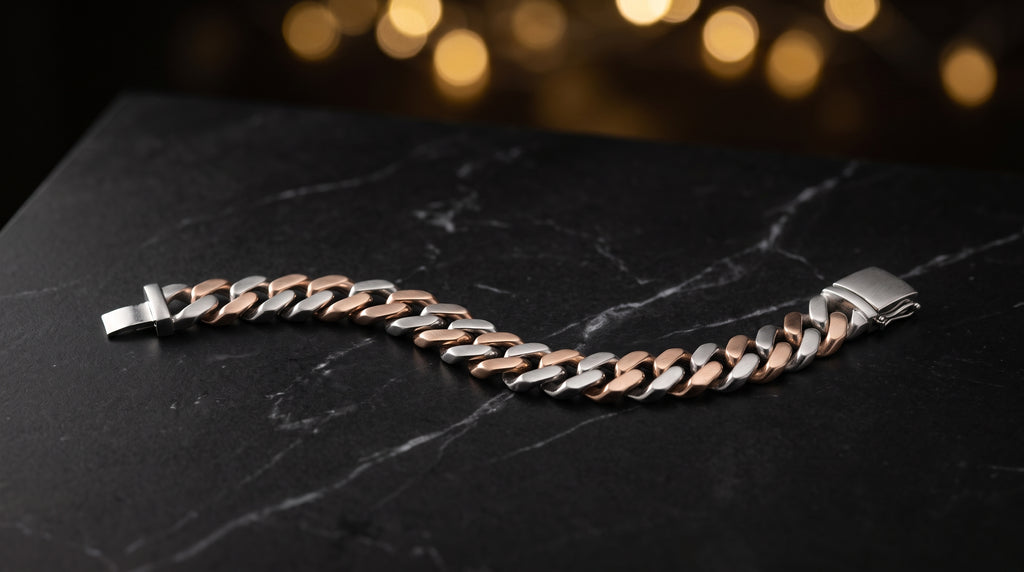 The Signature Two-Tone Link Bracelet — Handcrafted Men's Statement Piece