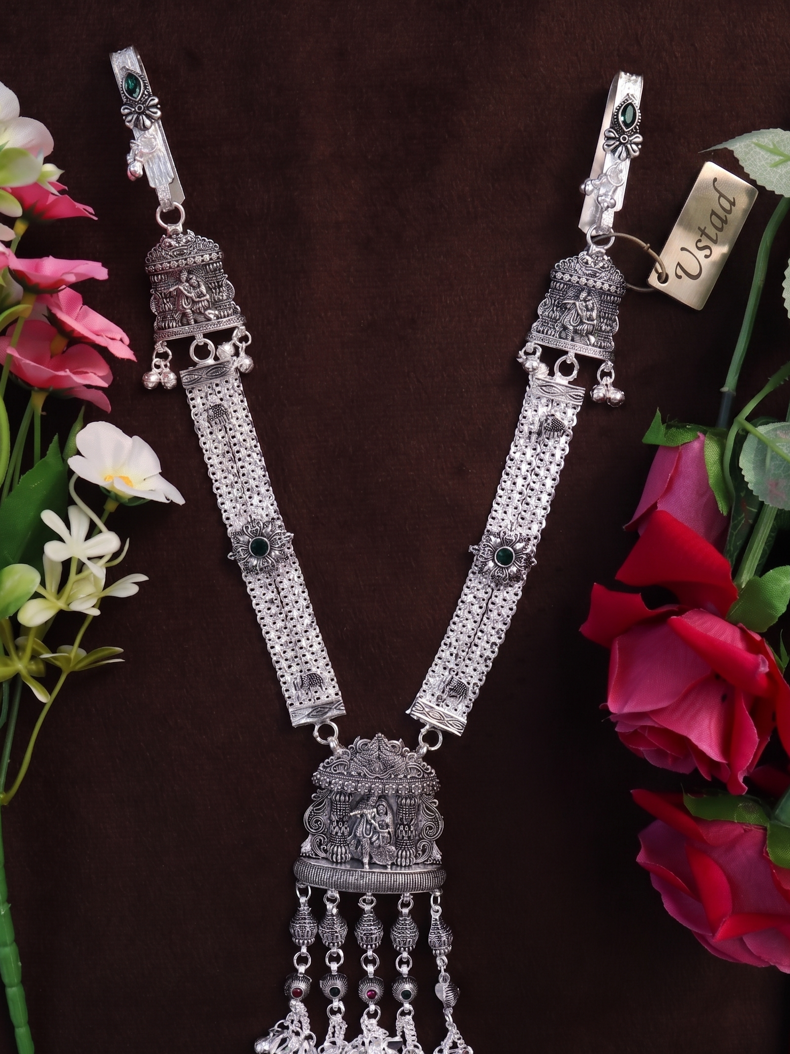 SP Kandora German Silver Traditional Necklace | 0 Touch Silver Plated Jewellery for Women