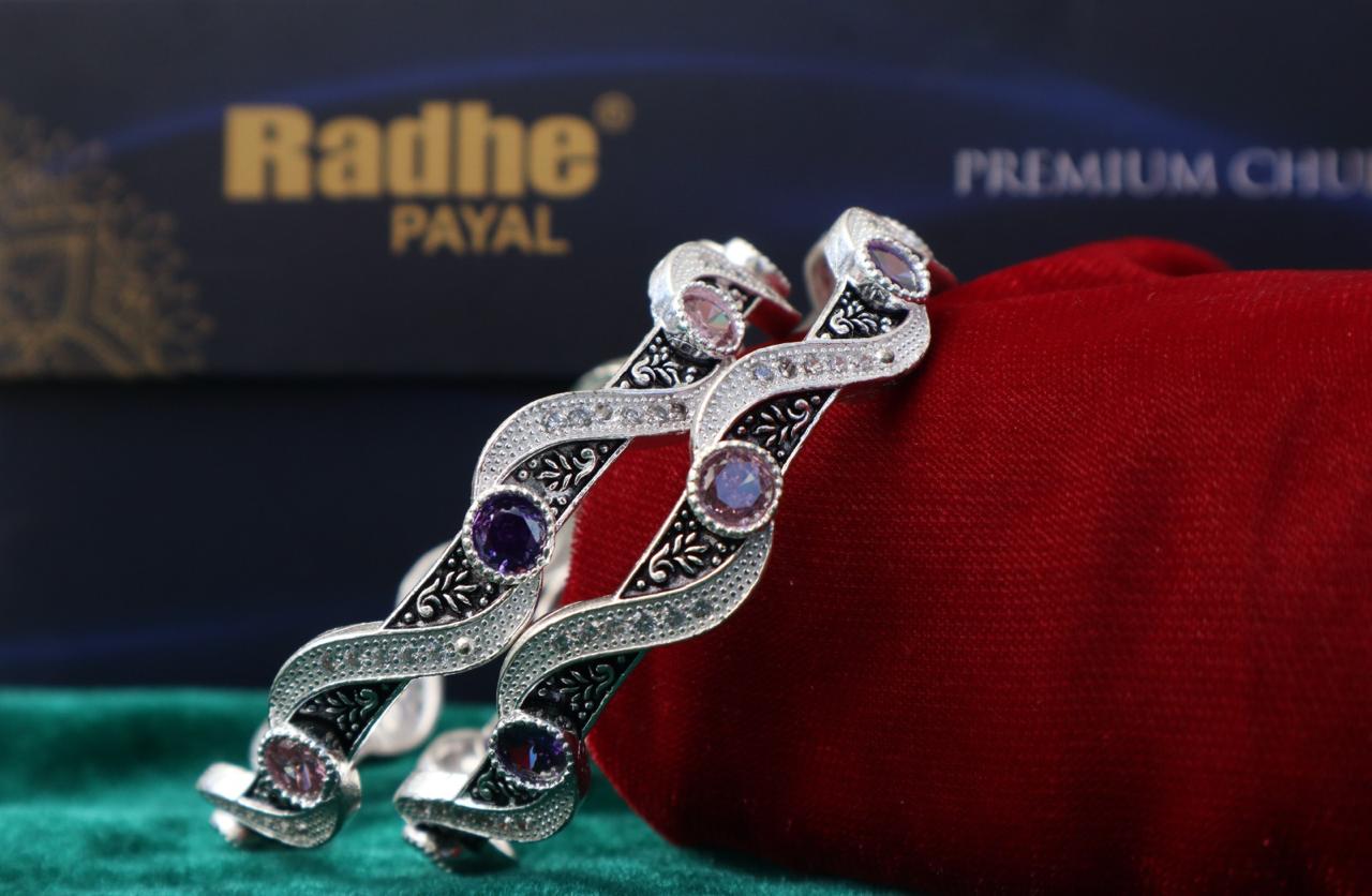 Designer German Silver Bangles for Women – Elegant Silver Plated Jewellery