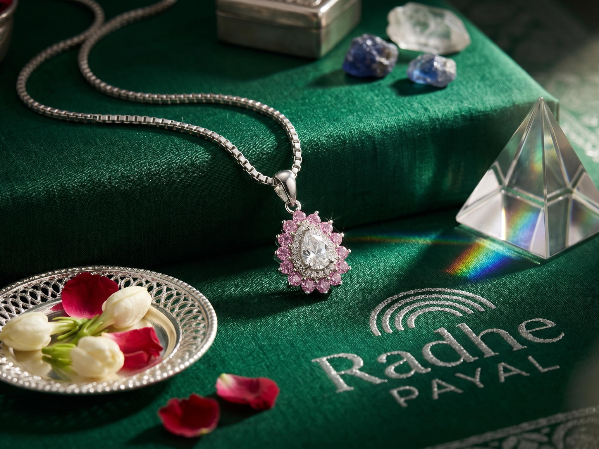 Premium German Silver Floral Pendant Necklace