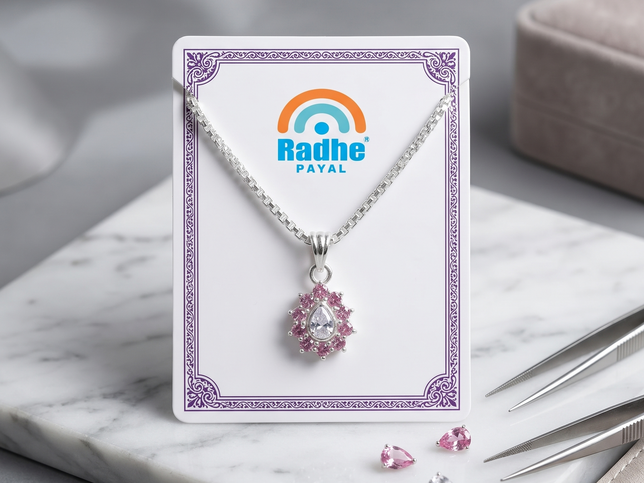Premium German Silver Floral Pendant Necklace