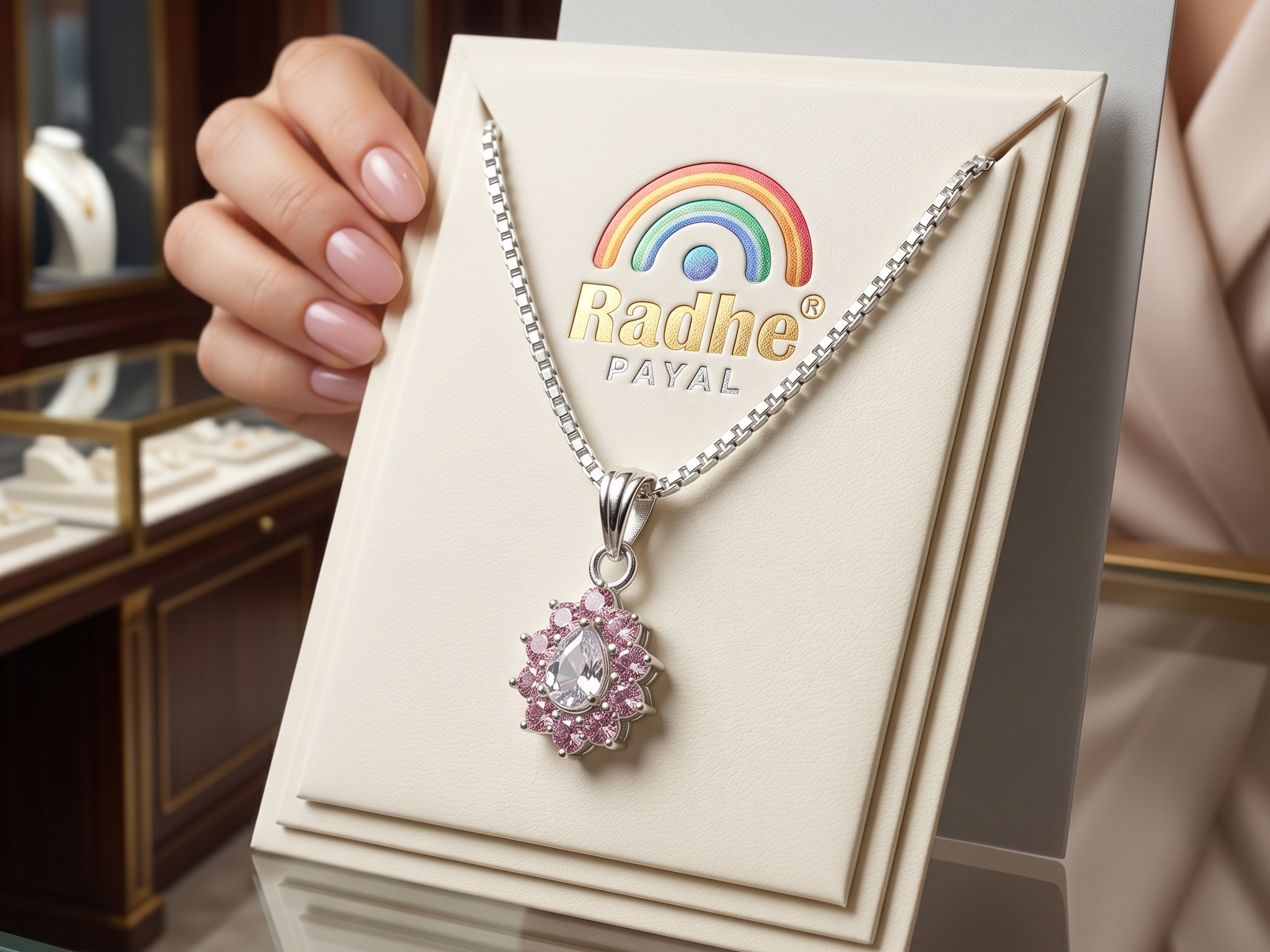 Premium German Silver Floral Pendant Necklace