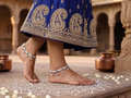 Traditional Oxidized Silver Payal Anklets with Decorative Ghungroo Charms (Pair)