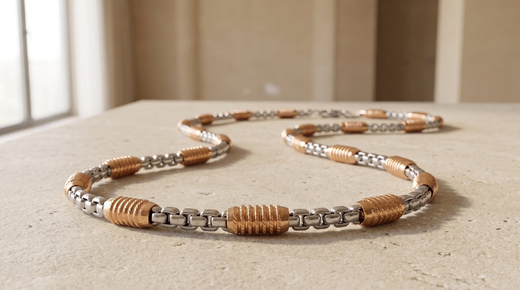 The Two-Tone Cuban Link Chain — Handcrafted Men's Statement