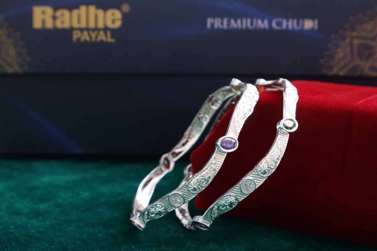 Designer German Silver Bangles for Women – Elegant Silver Plated Jewellery