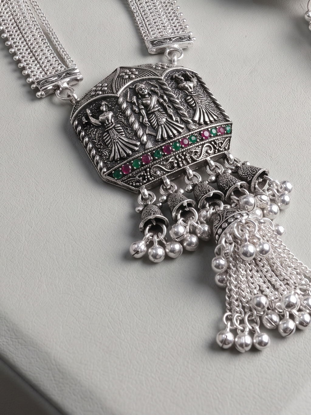 SP Kandora German Silver Traditional Necklace | 0 Touch Silver Plated Jewellery for Women