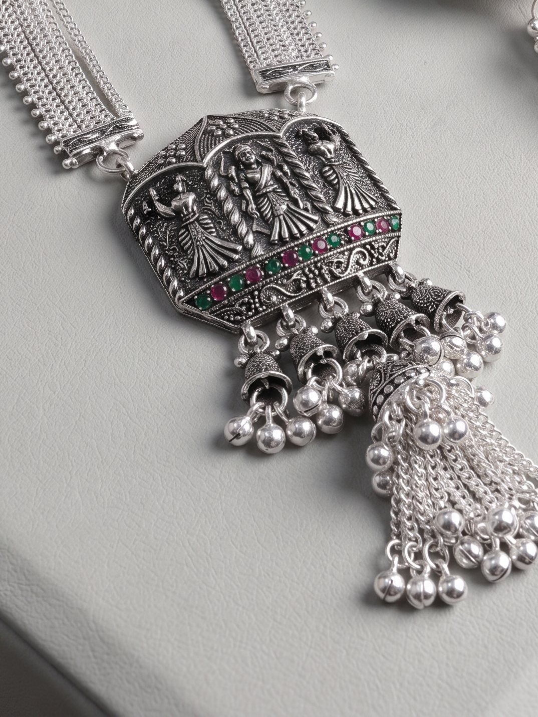 SP Kandora German Silver Traditional Necklace | 0 Touch Silver Plated Jewellery for Women