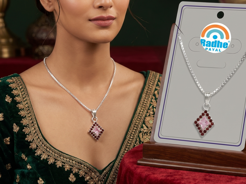 Premium German Silver Floral Pendant Necklace