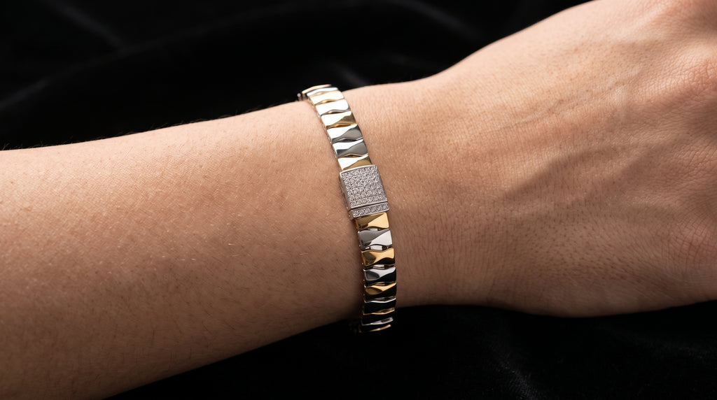 The Signature Two-Tone Link Bracelet — Handcrafted Men's Statement Piece