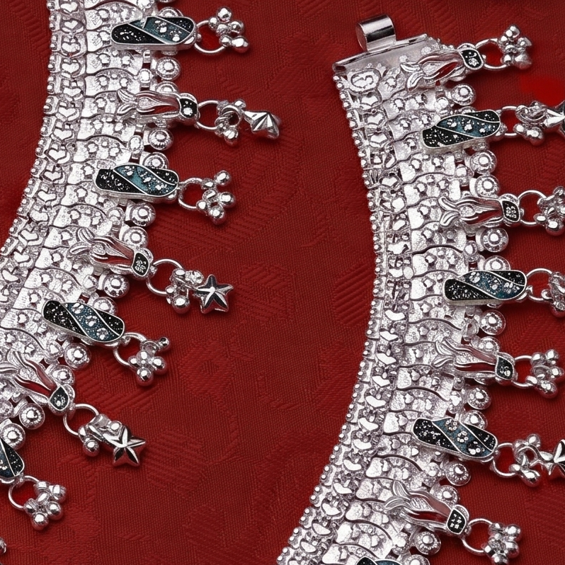 Heritage Star-Cluster Meenakari Bridal Payal by Radhe Payal