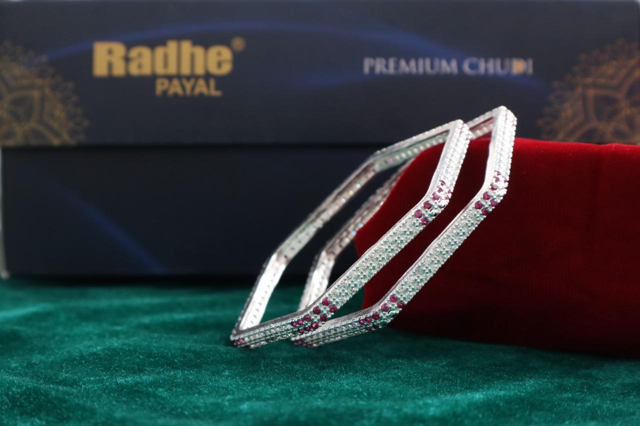 Designer German Silver Bangles for Women – Elegant Silver Plated Jewellery