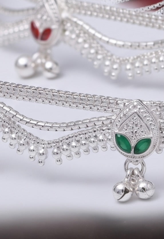 Premium German Silver Payal | 0 Touch Silver Plated Anklet for Women
