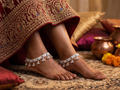 Ornate Silver-Plated Payal Anklets with Multi-Color Meenakari Work and Tiered Ghungroo Drops (Pair)