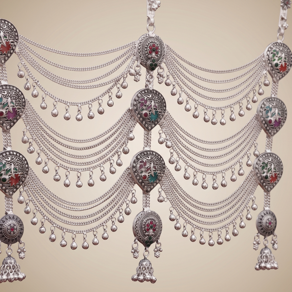 SP Kandora German Silver Traditional Necklace | 0 Touch Silver Plated Jewellery for Women
