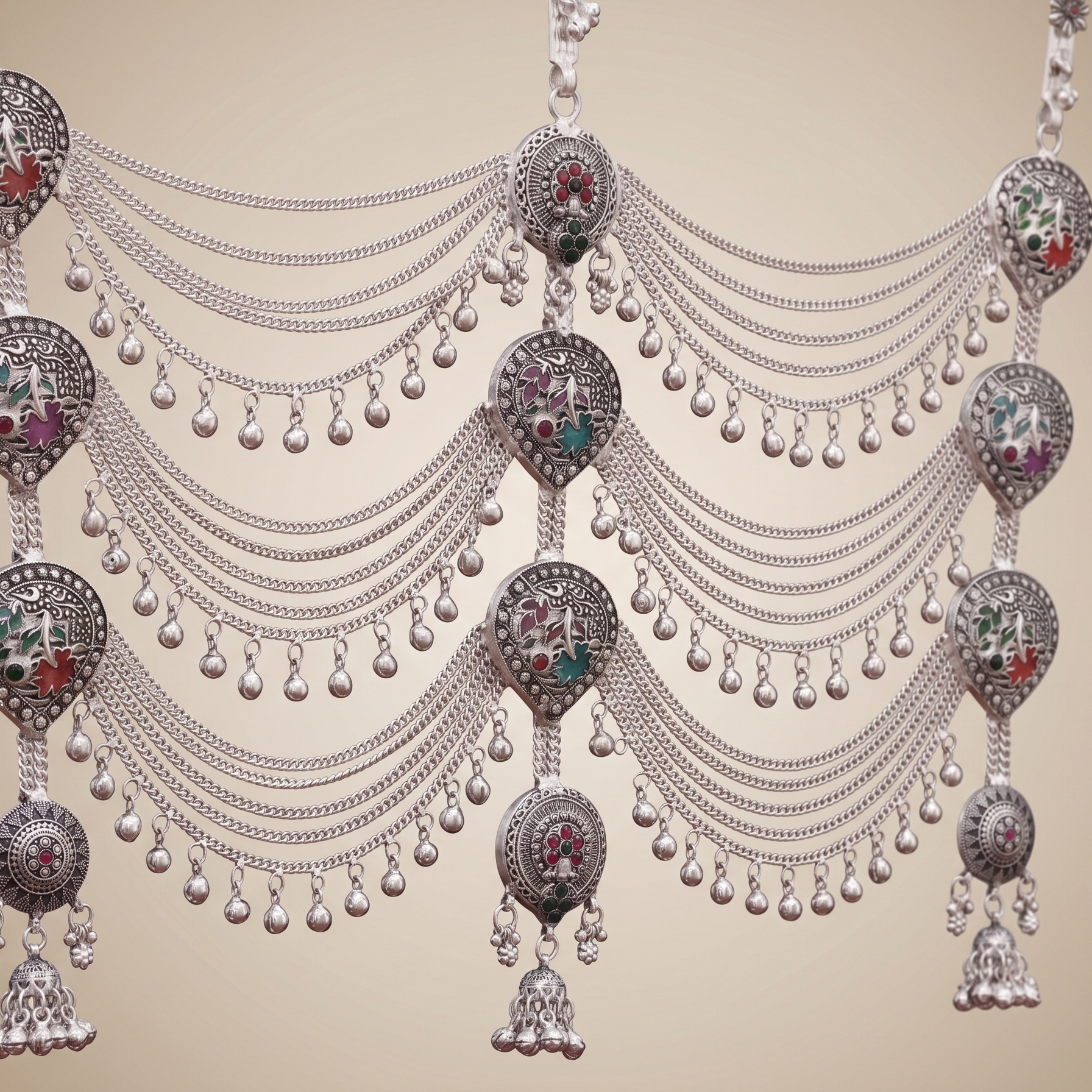 SP Kandora German Silver Traditional Necklace | 0 Touch Silver Plated Jewellery for Women