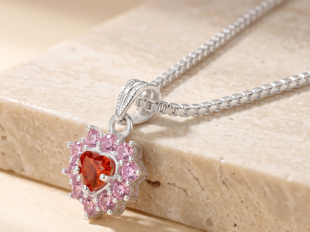 Premium German Silver Floral Pendant Necklace