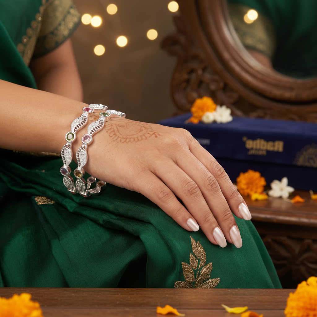 Designer German Silver Bangles for Women – Elegant Silver Plated Jewellery
