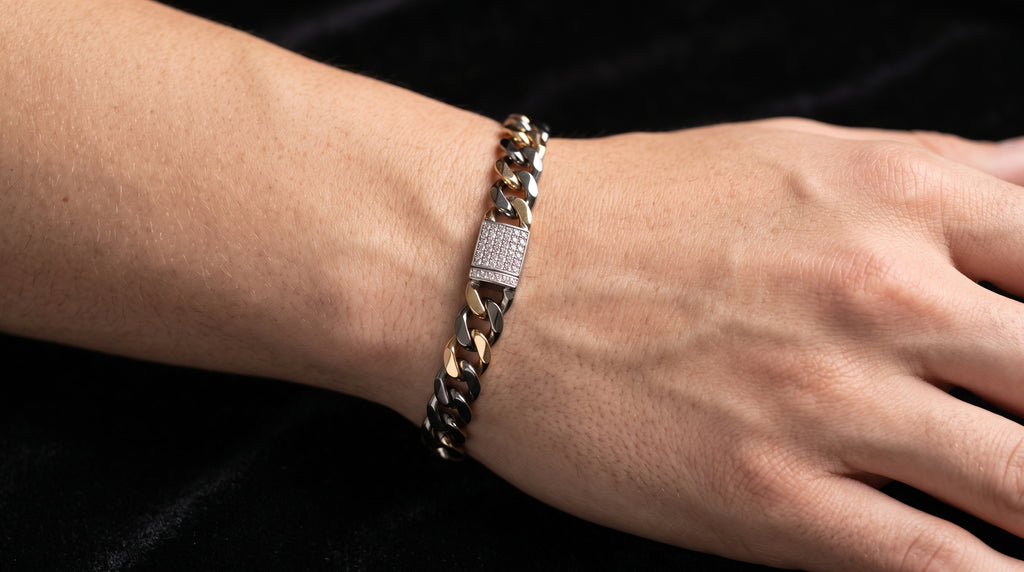 The Signature Two-Tone Link Bracelet — Handcrafted Men's Statement Piece
