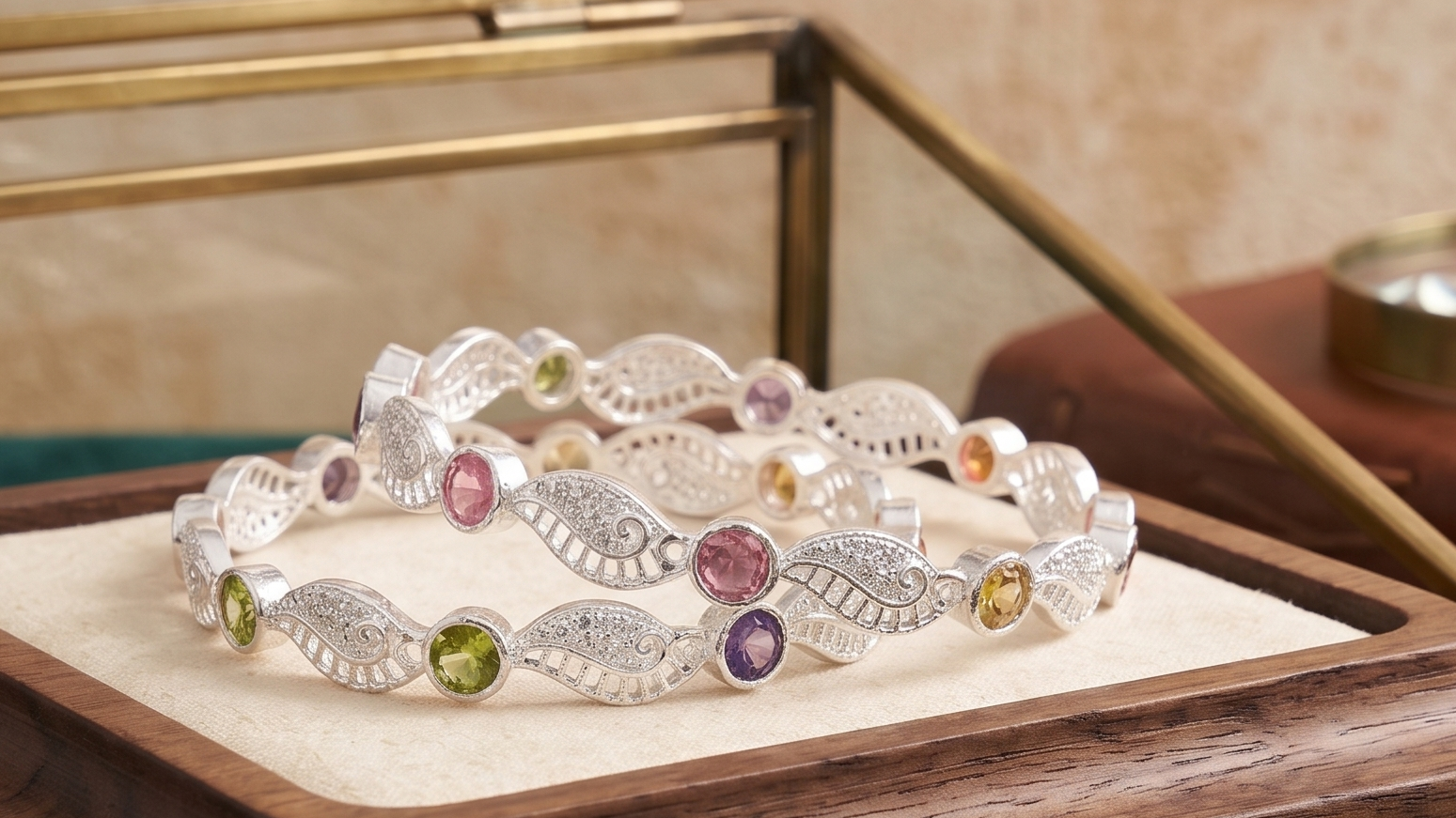 Designer German Silver Bangles for Women – Elegant Silver Plated Jewellery