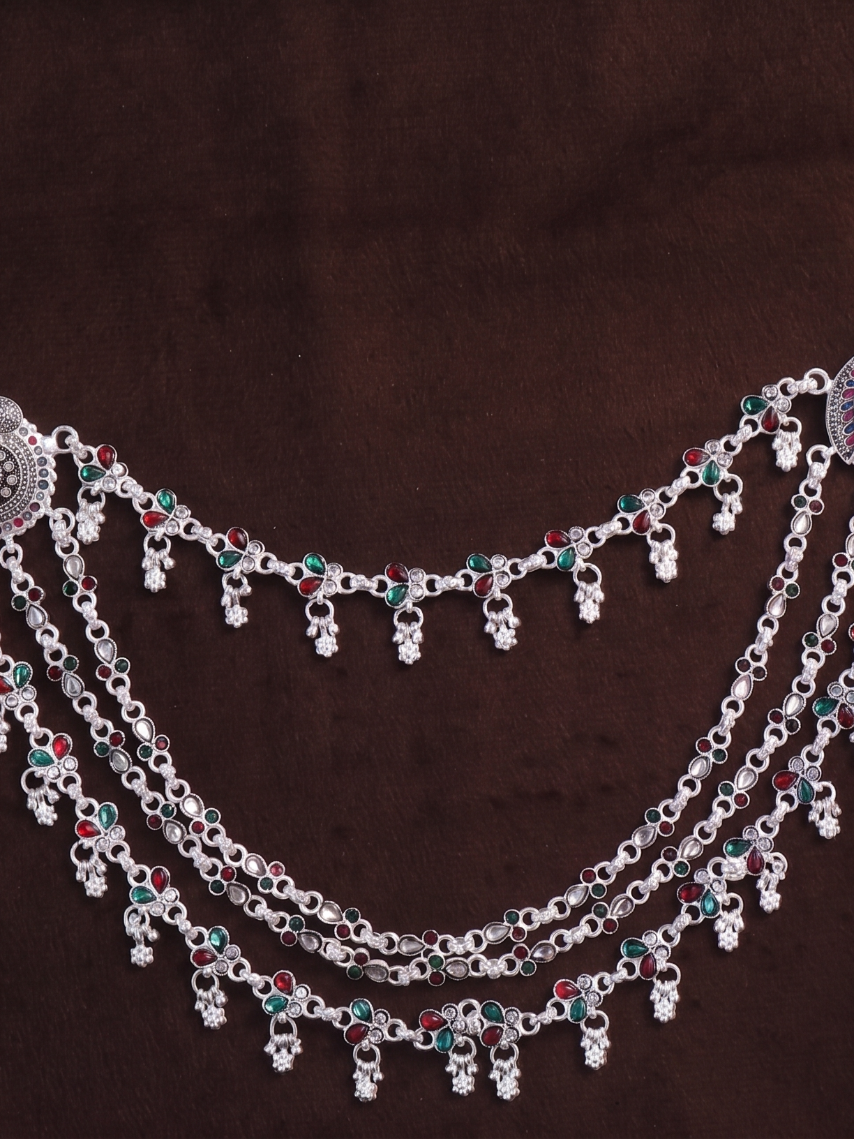 SP Kandora German Silver Traditional Necklace | 0 Touch Silver Plated Jewellery for Women