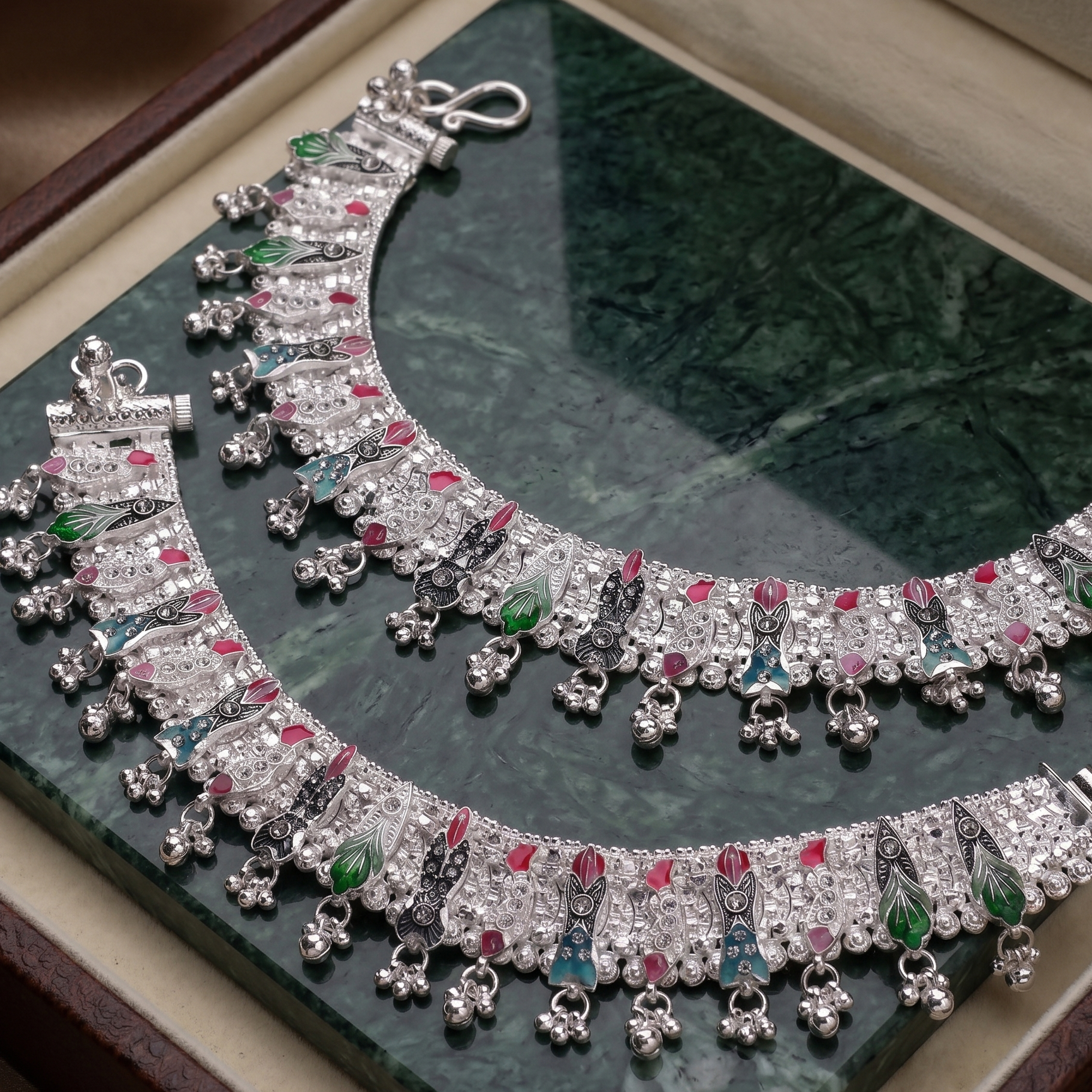 Heritage Meenakari Floral Bridal Payal by Radhe Payal