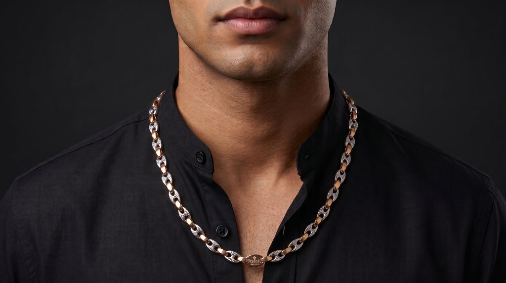The Two-Tone Cuban Link Chain — Handcrafted Men's Statement