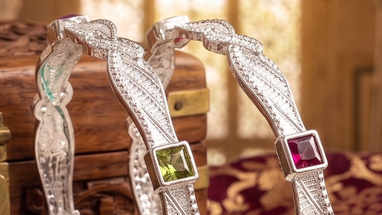 Designer German Silver Bangles for Women – Elegant Silver Plated Jewellery