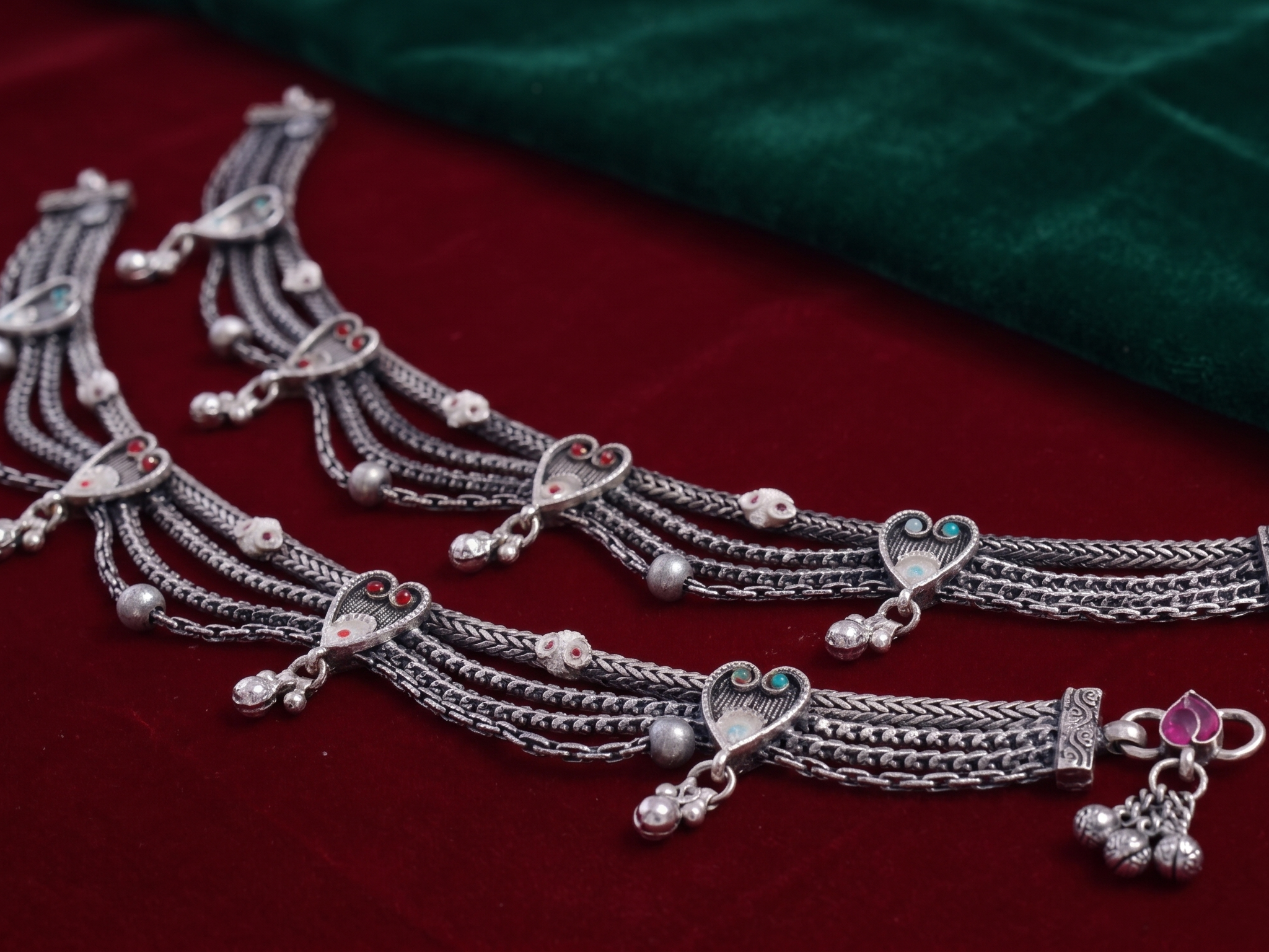 R OXO Silver Plated Traditional Payal for Women