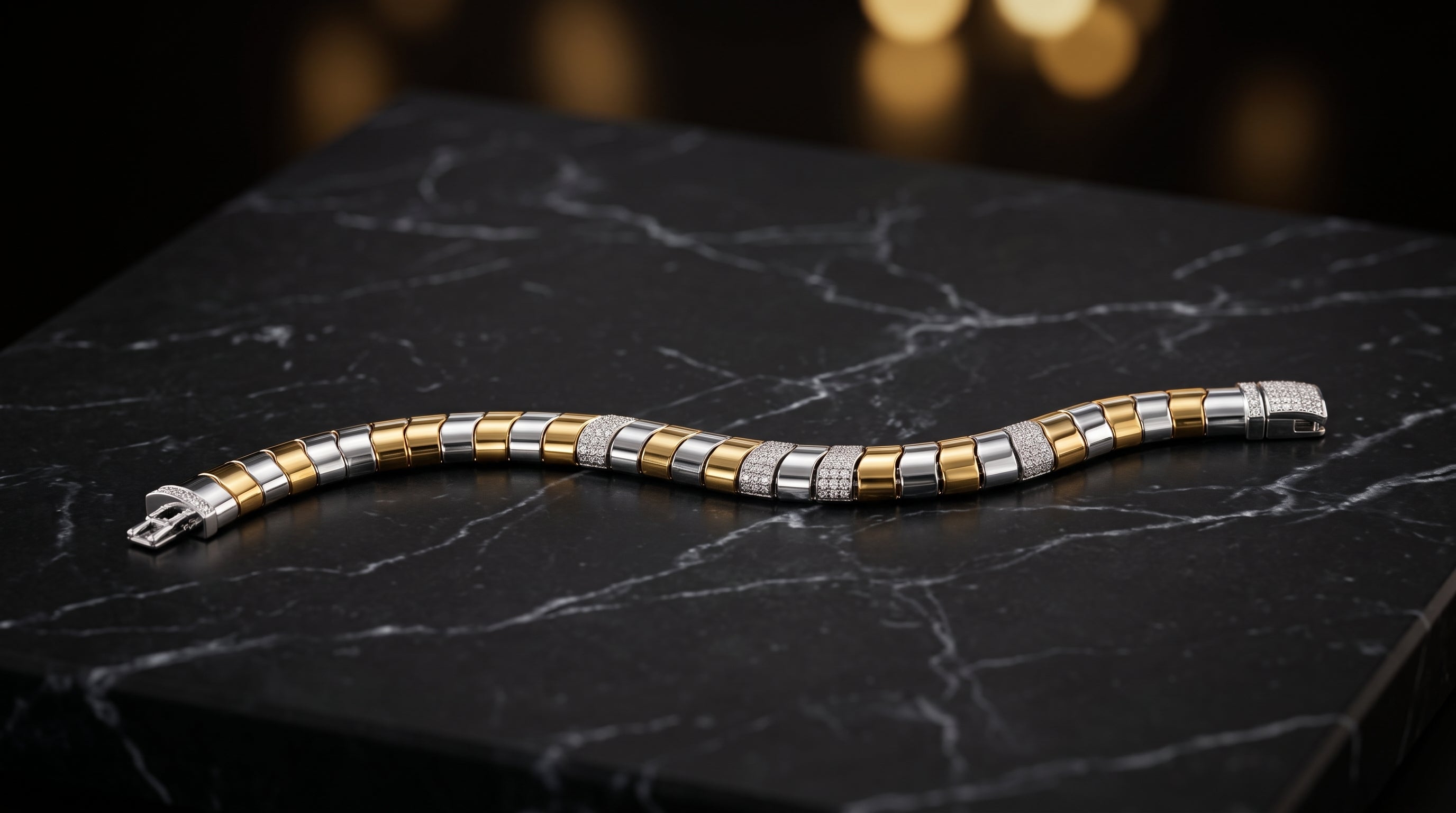 The Signature Two-Tone Link Bracelet — Handcrafted Men's Statement Piece