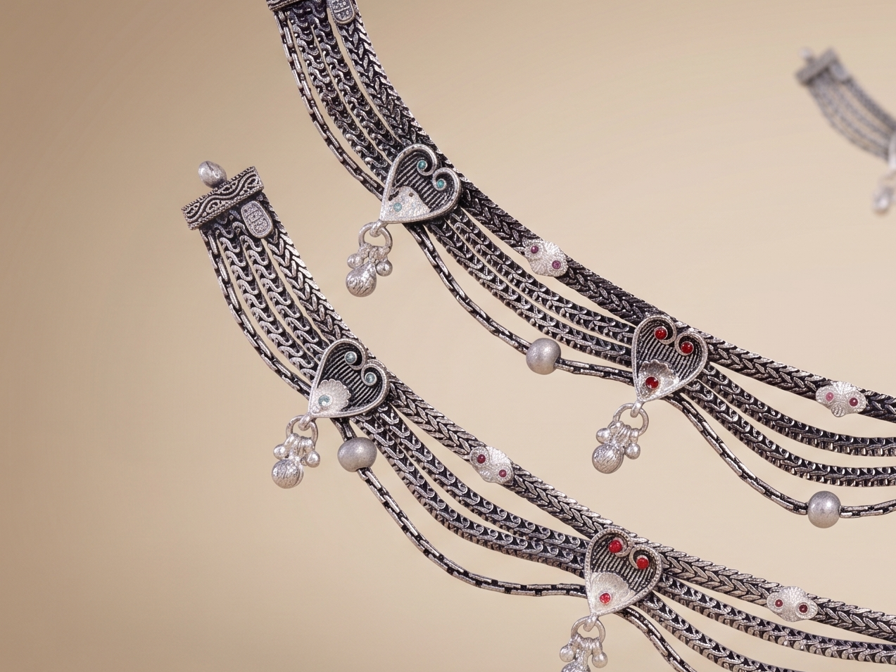 R OXO Silver Plated Traditional Payal for Women