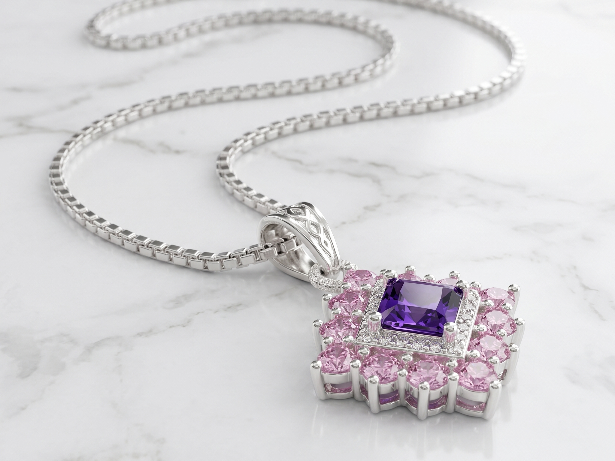 Premium German Silver Floral Pendant Necklace
