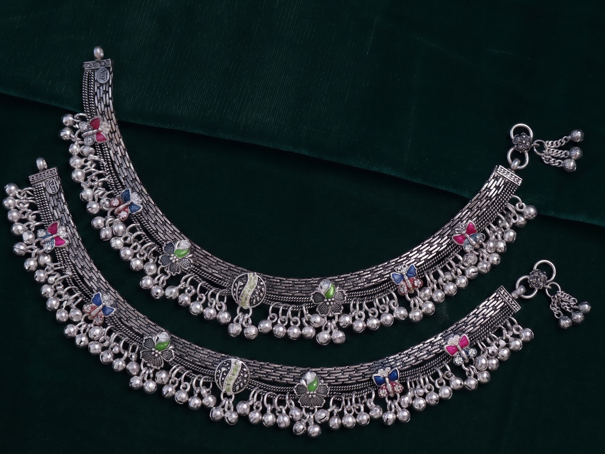 R OXO Silver Plated Traditional Payal for Women
