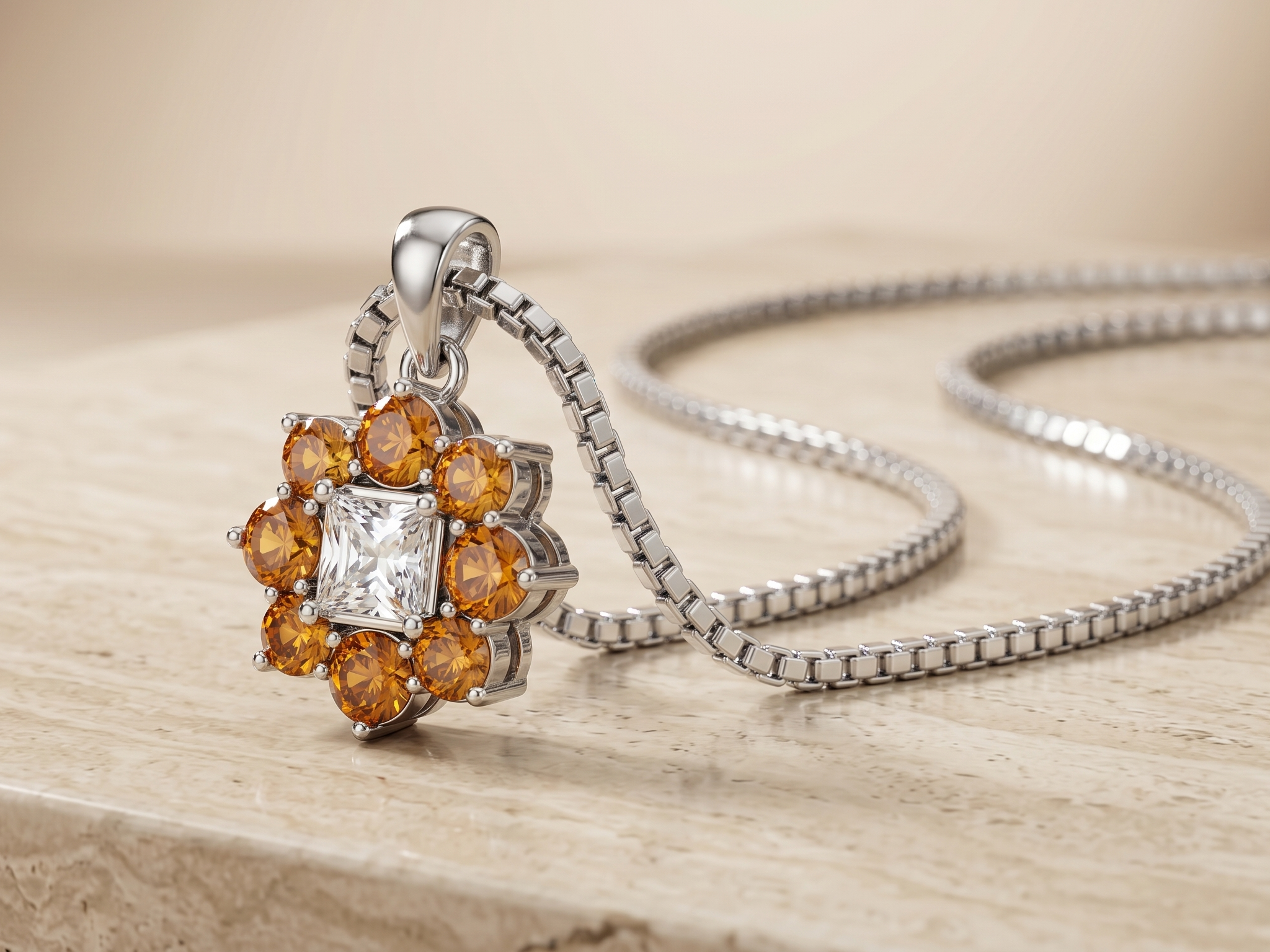 Premium German Silver Floral Pendant Necklace