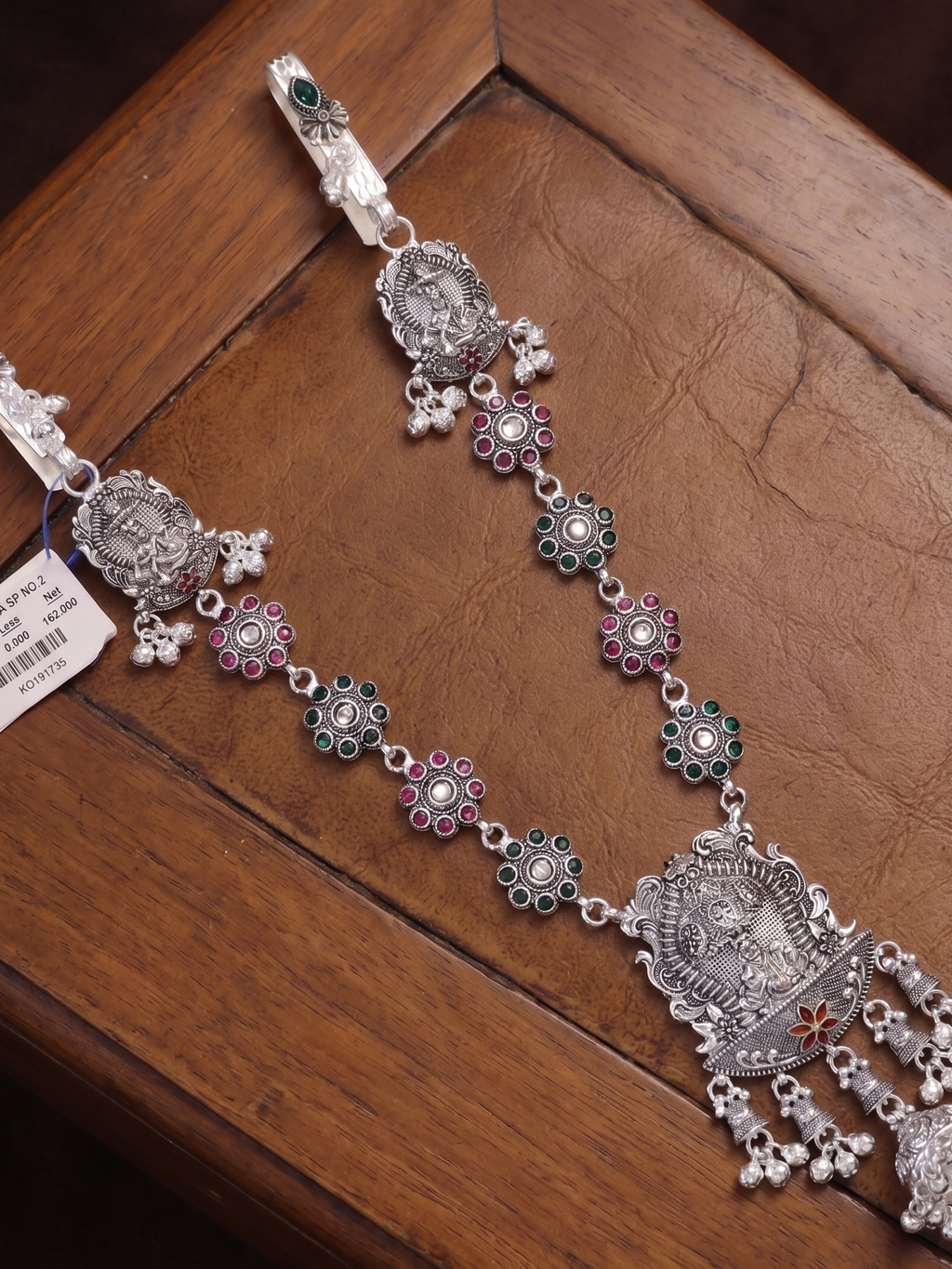 SP Kandora German Silver Traditional Necklace | 0 Touch Silver Plated Jewellery for Women