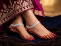 Elegant Silver-Plated Bridal Payal Set | Traditional Indian Anklets with Pink & Green Stone Accents and Ghungroo Bells