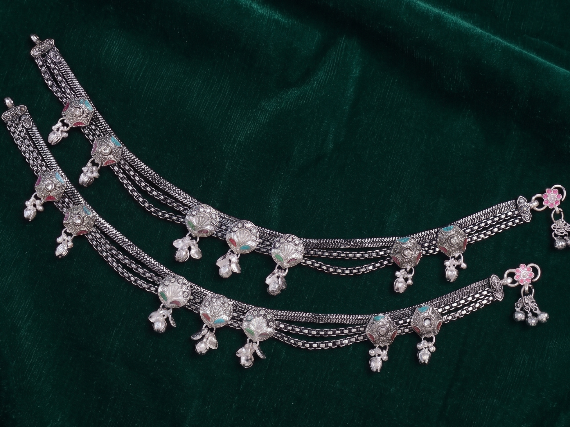 R OXO Silver Plated Traditional Payal for Women