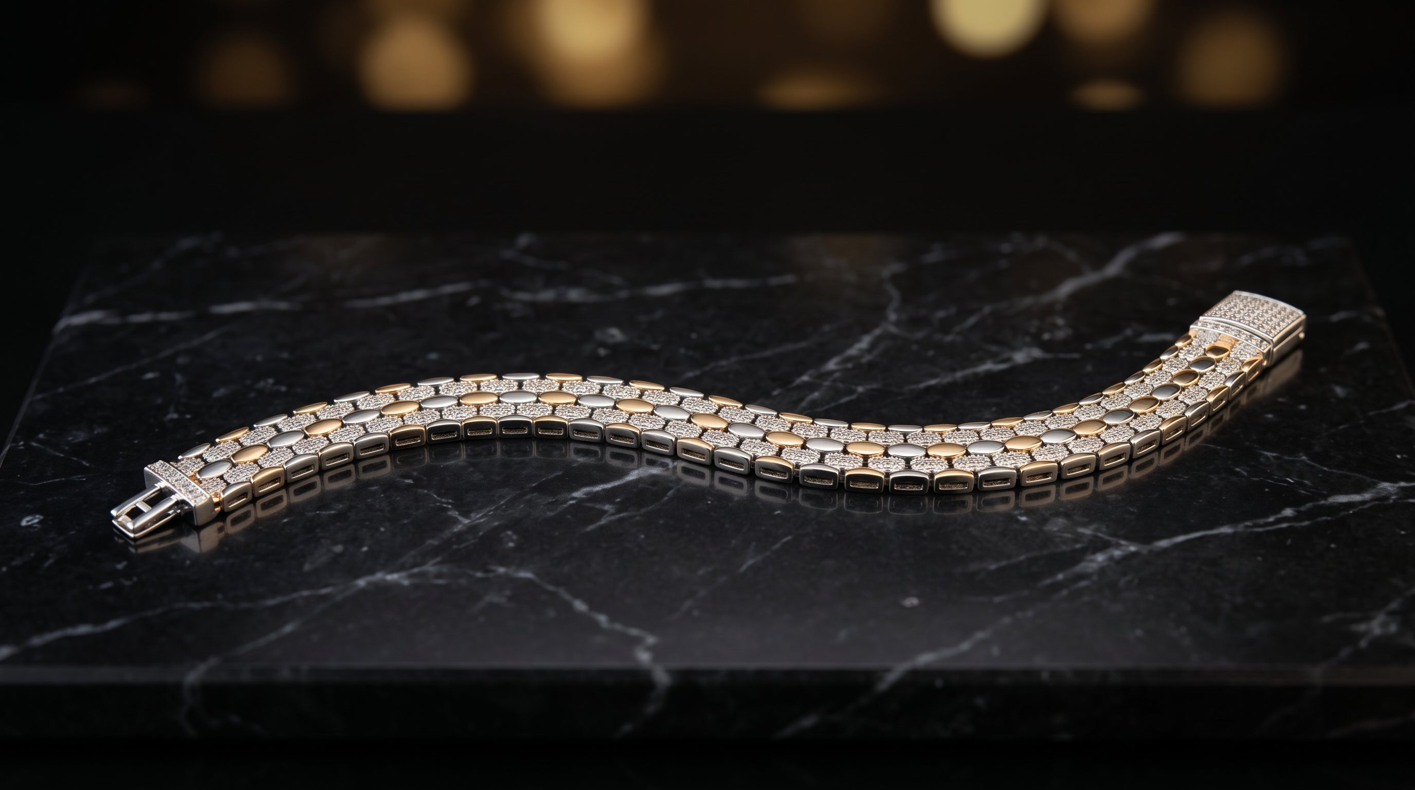 The Signature Two-Tone Link Bracelet — Handcrafted Men's Statement Piece