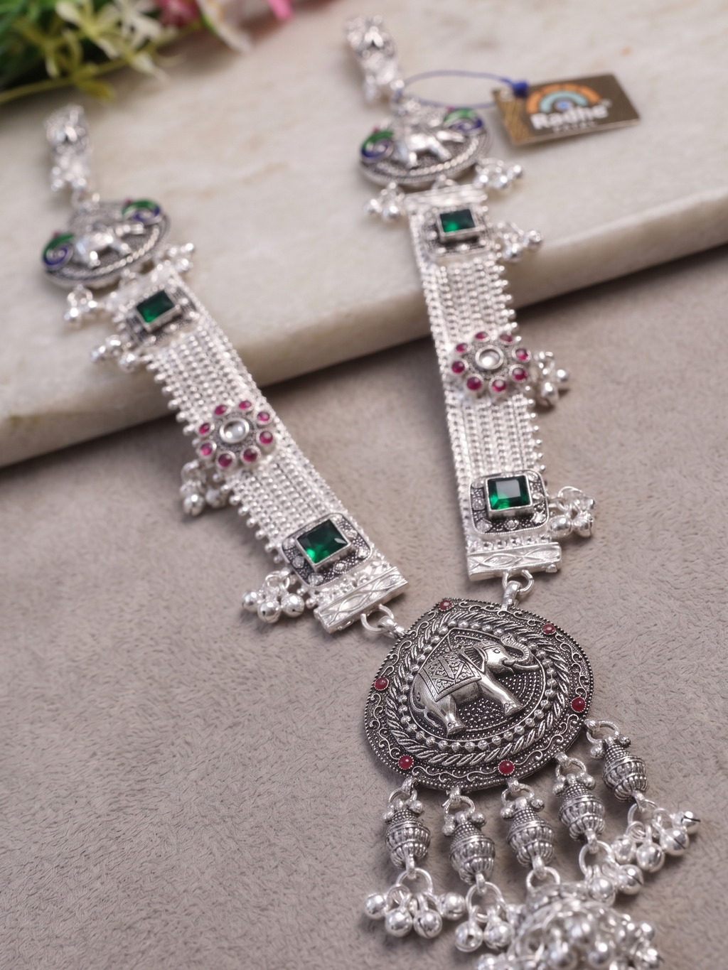 SP Kandora German Silver Traditional Necklace | 0 Touch Silver Plated Jewellery for Women