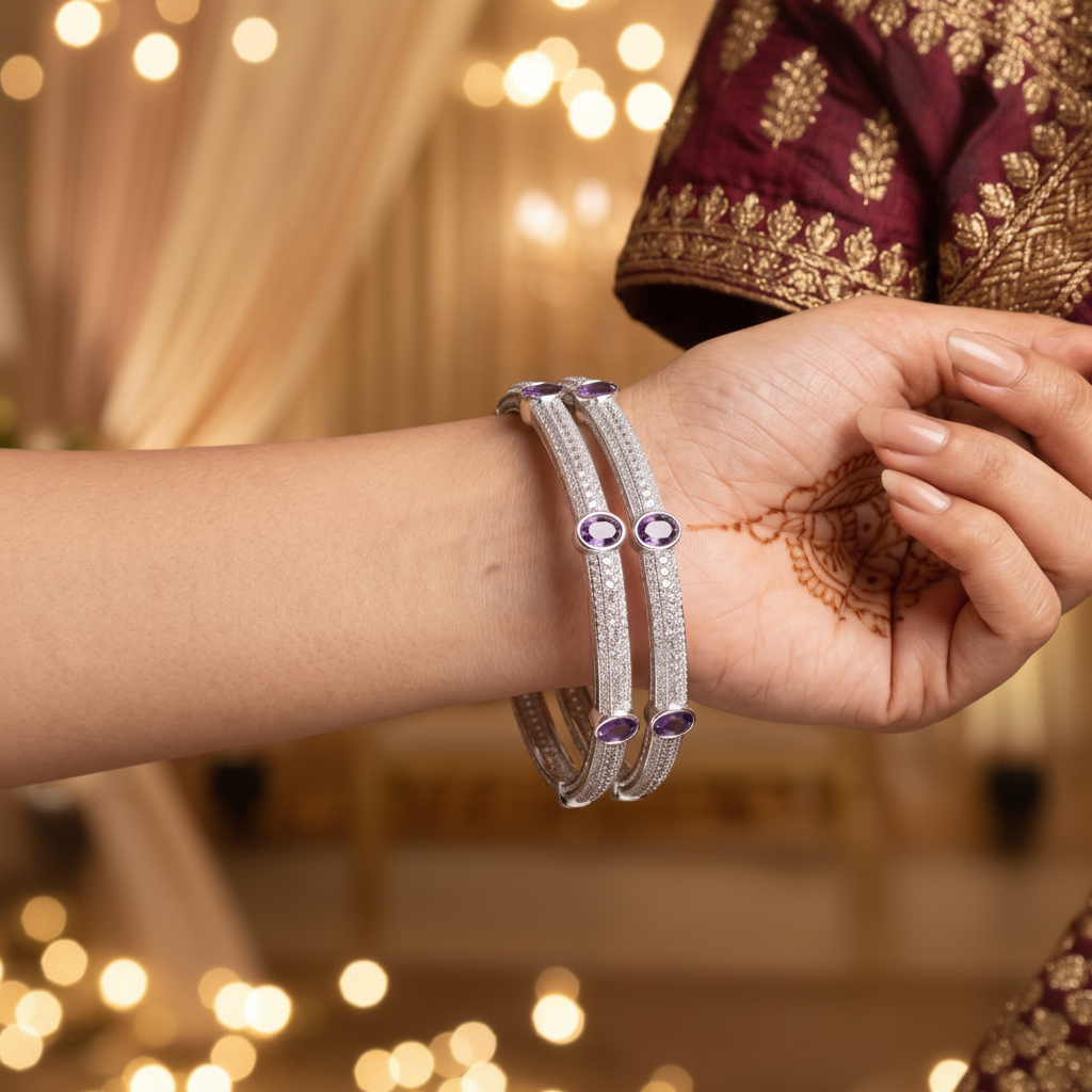 Classic Premium CZ Stone Bangles | Jwelisha