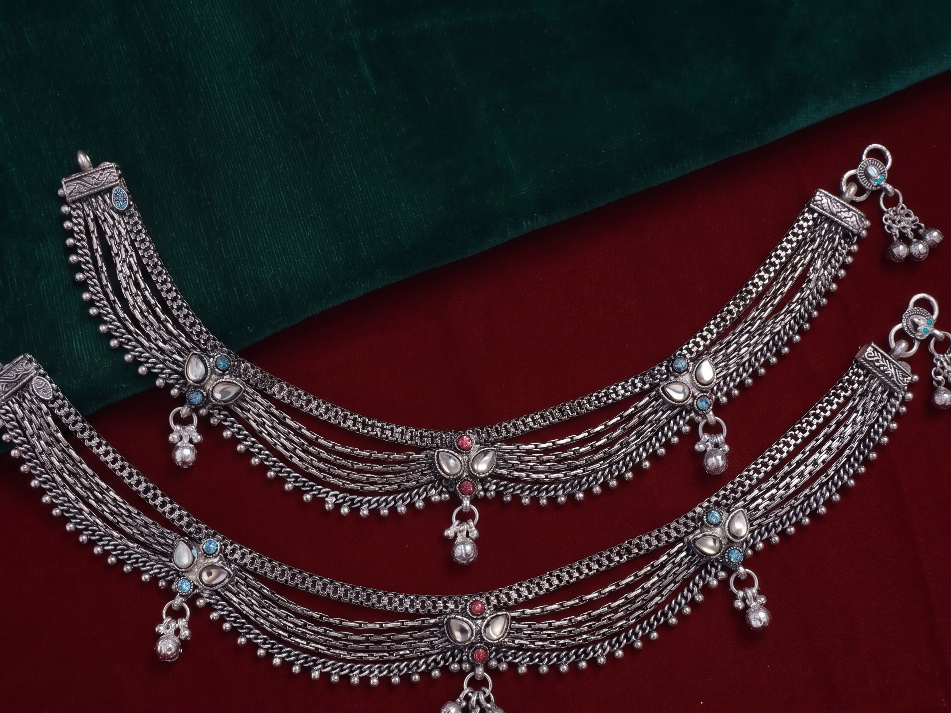 R OXO Silver Plated Traditional Payal for Women