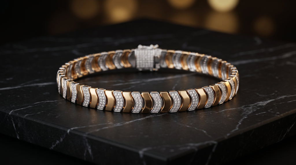 The Signature Two-Tone Link Bracelet — Handcrafted Men's Statement Piece
