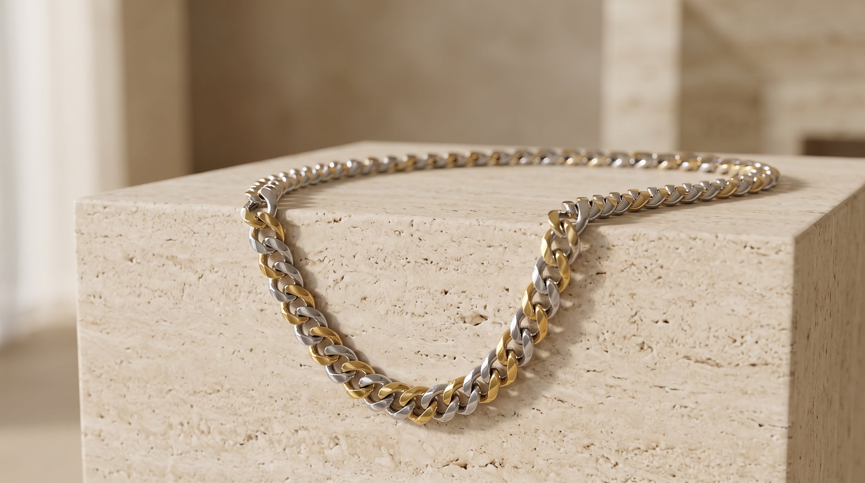 The Two-Tone Cuban Link Chain — Handcrafted Men's Statement